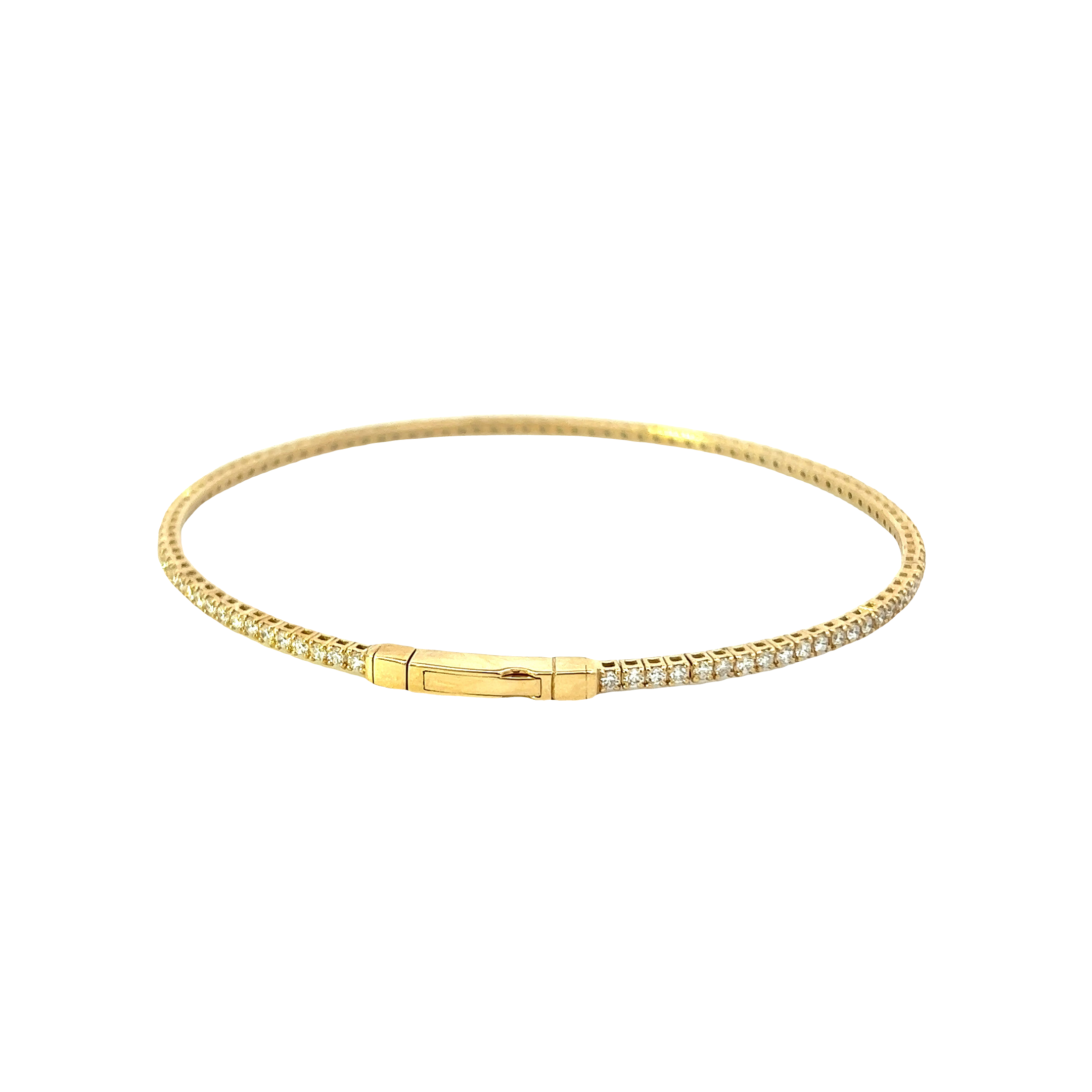 14KT Yellow Gold And Round Cut Diamond Flex Bangle