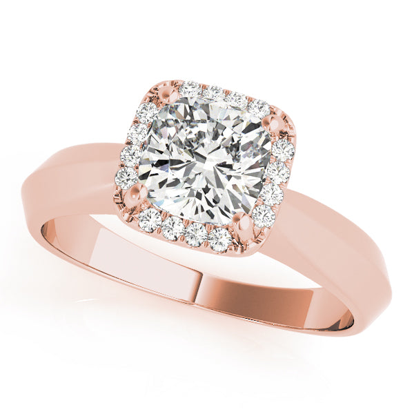 Rose gold square halo engagement deals rings