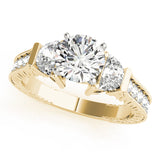 18K Yellow Gold Vintage Round Shape Diamond Engagement Ring