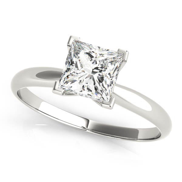 18K White Gold Solitaire Princess Shape Diamond Engagement Ring