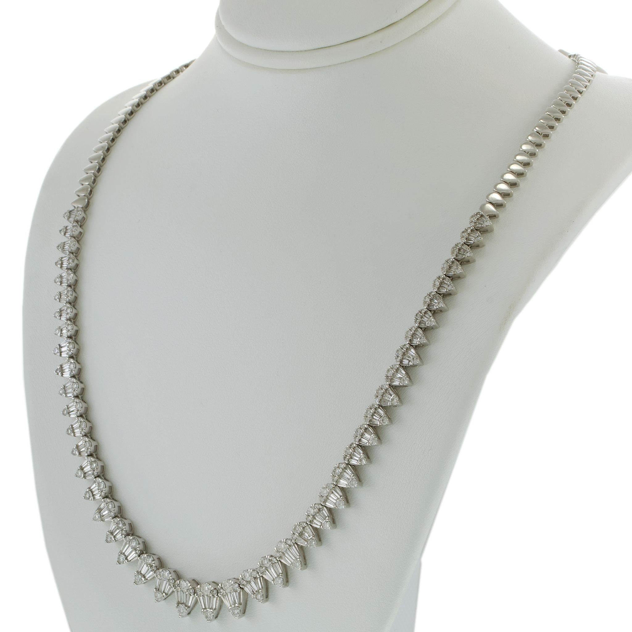 14KT White Gold Pear Shape Diamond Necklace – 4.00CT TW