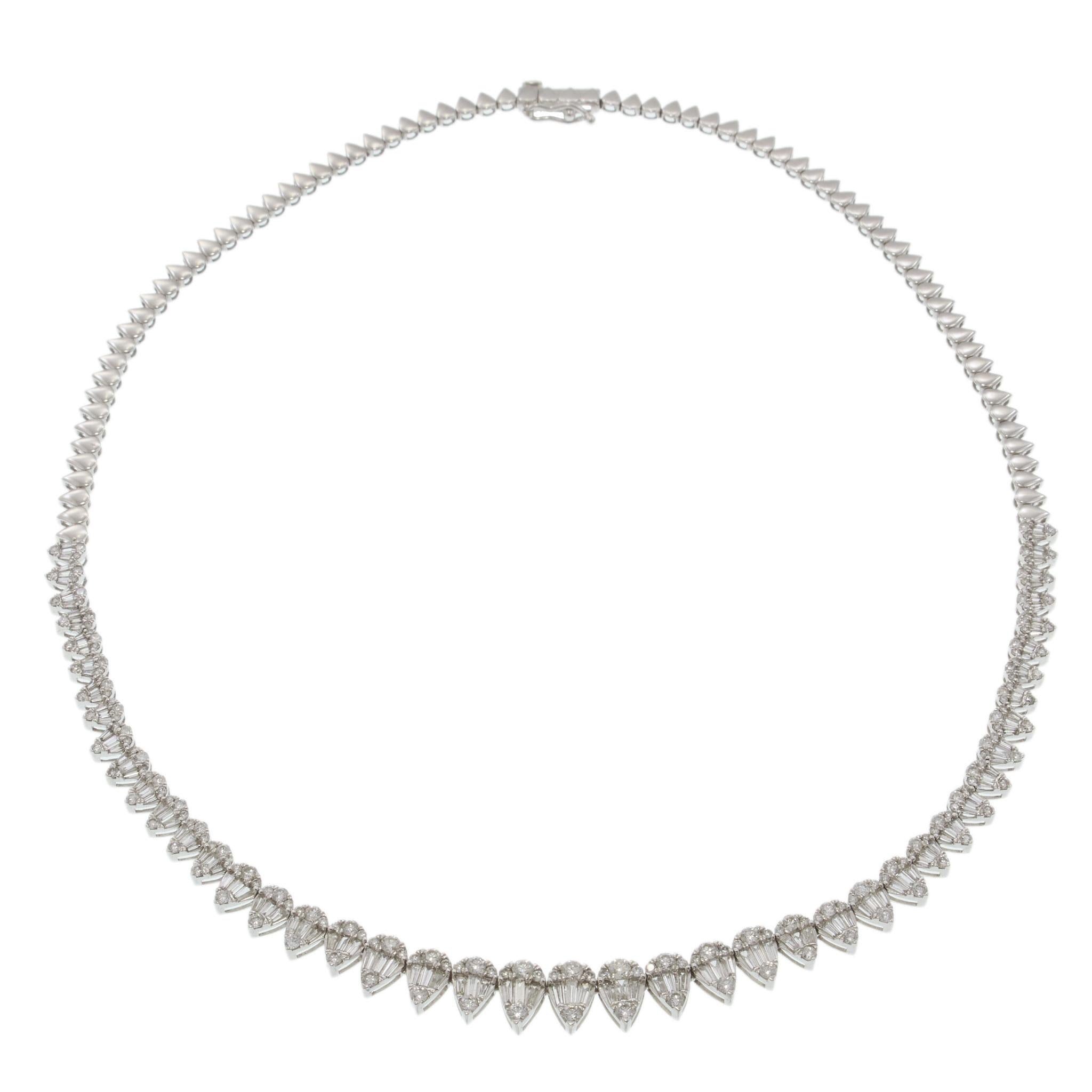 14KT White Gold Pear Shape Diamond Necklace – 4.00CT TW