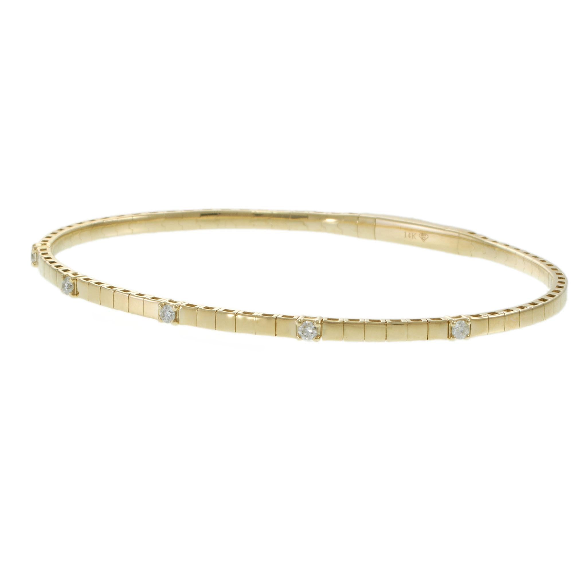 14KT Yellow Gold Five Stone Flex Diamond Bracelet – 0.18CT-TW