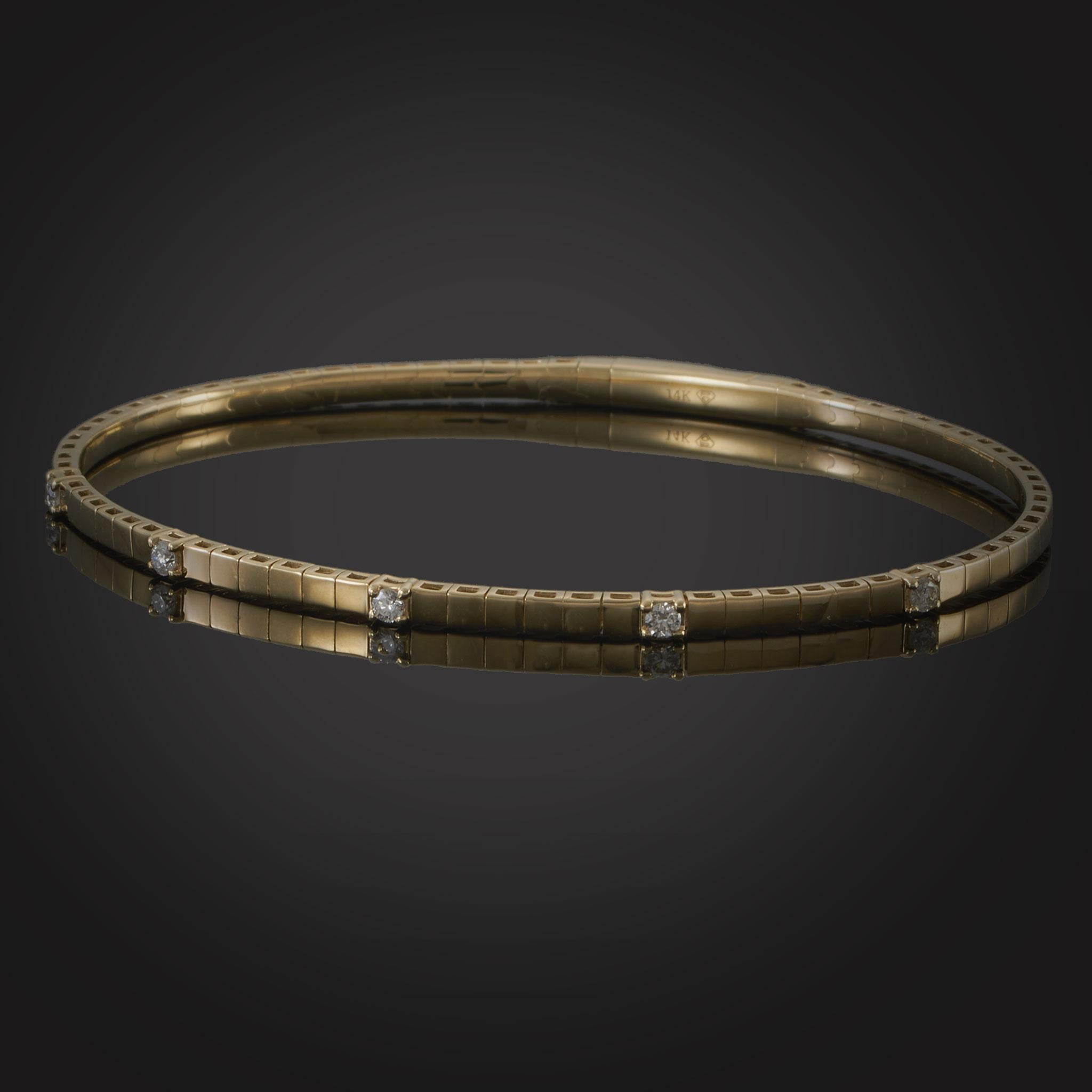 14KT Yellow Gold Five Stone Flex Diamond Bracelet – 0.18CT-TW