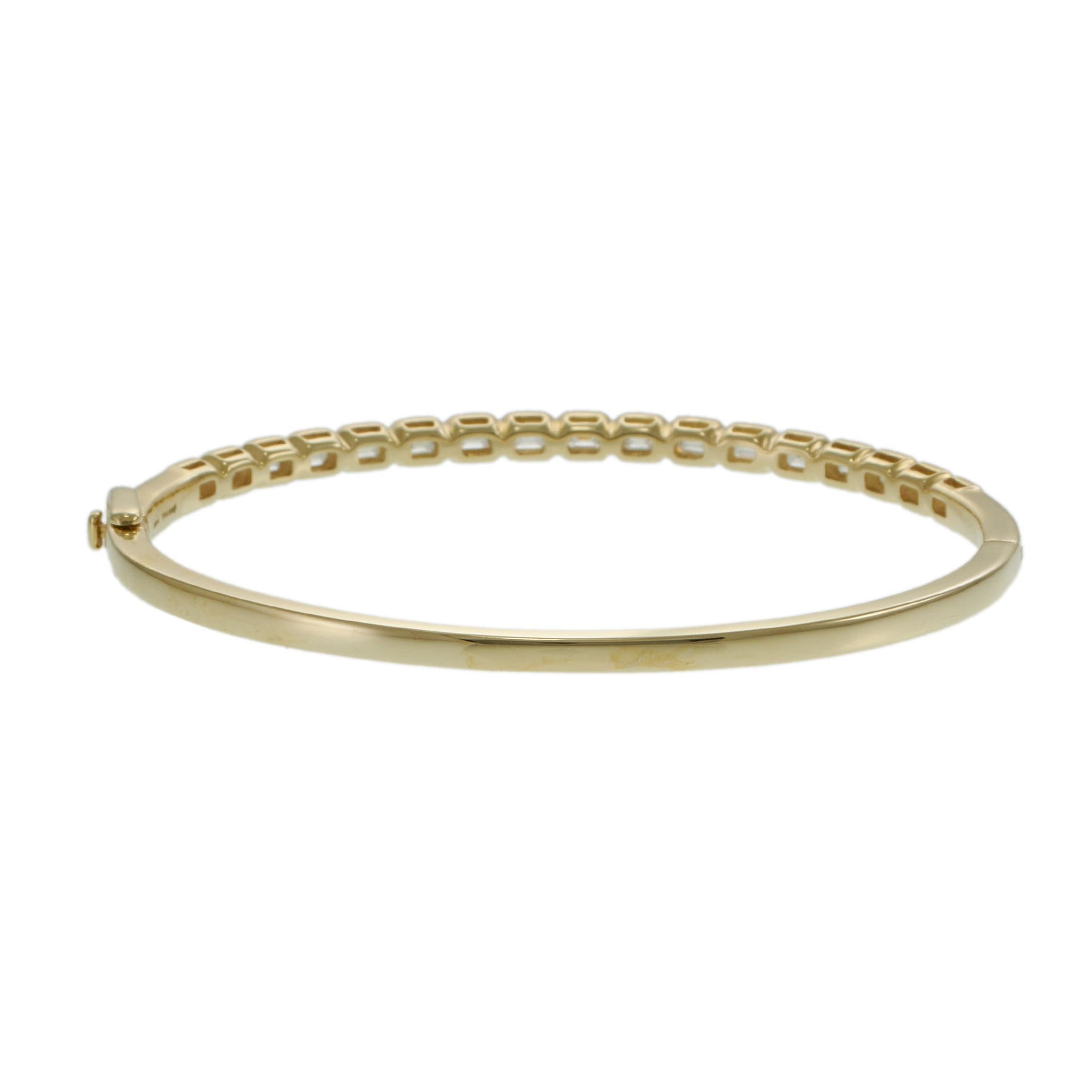 14KT Yellow Gold Baguette Natural Diamond Bezel Bangle – 1.80CT-TW