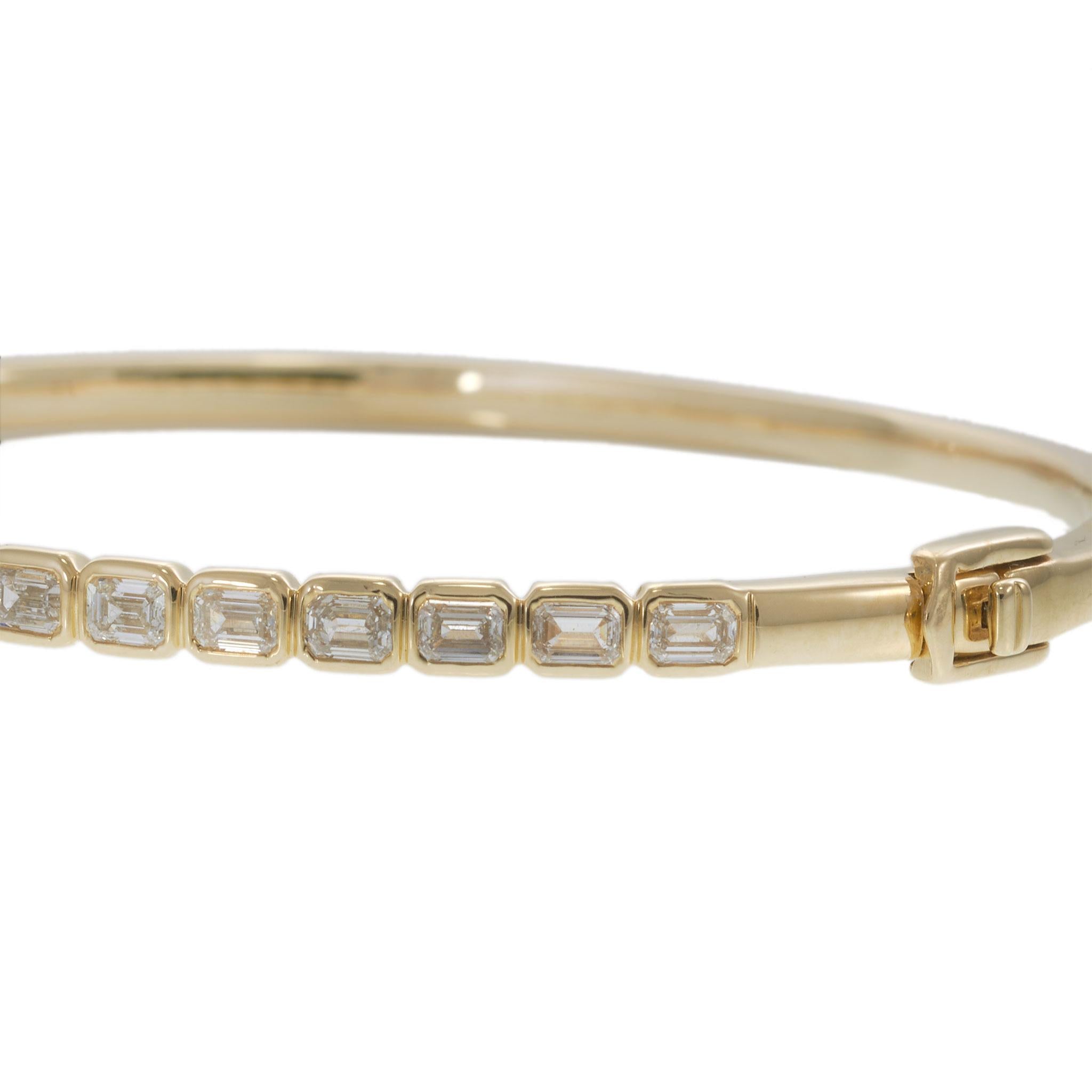 14KT Yellow Gold Baguette Natural Diamond Bezel Bangle – 1.80CT-TW