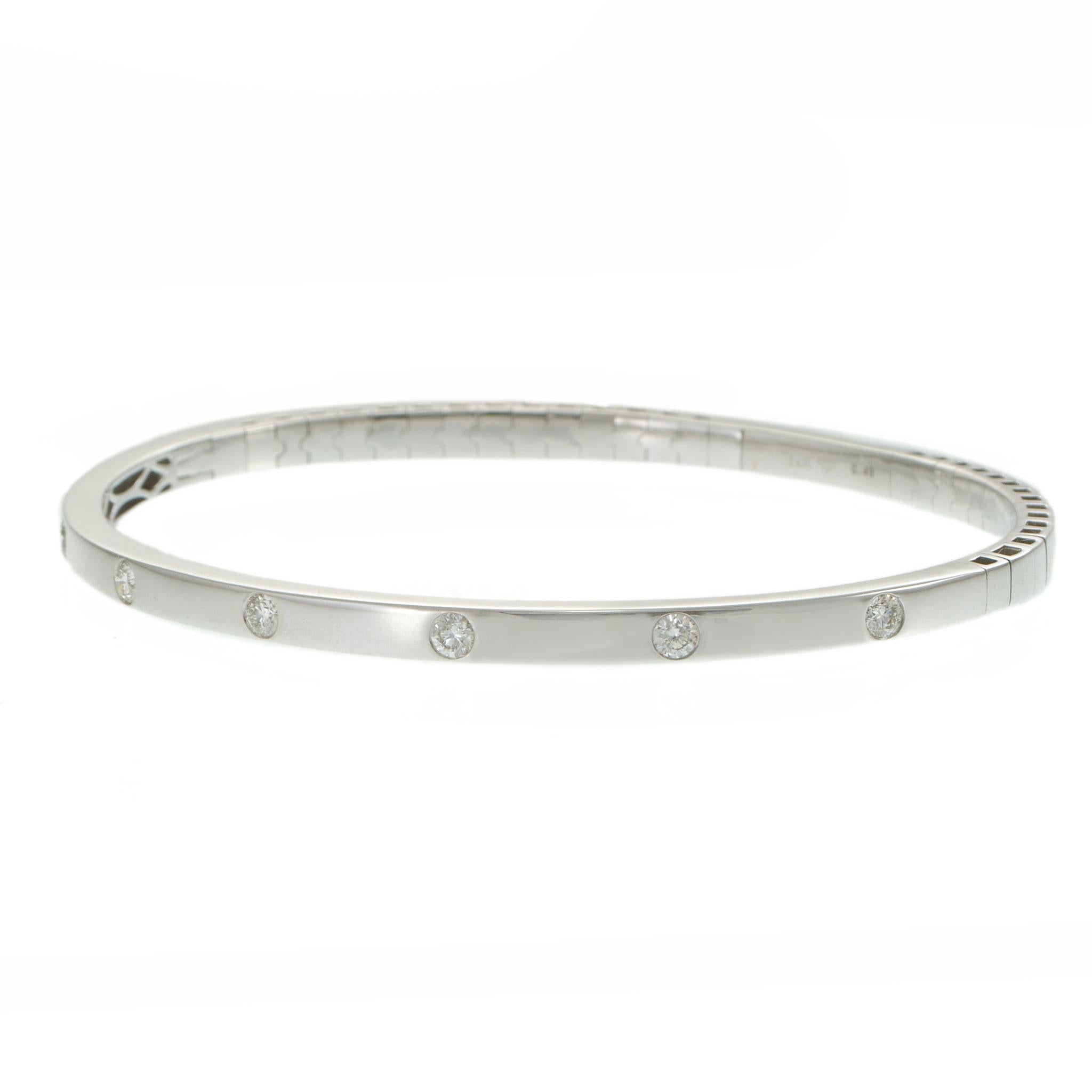 14KT White Gold Bezel Set Diamond Half Flex Bracelet – 0.48CT TW