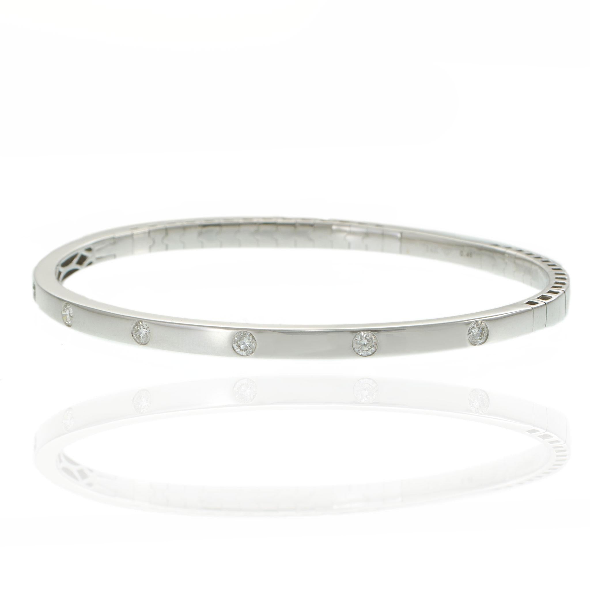 14KT White Gold Bezel Set Diamond Half Flex Bracelet – 0.48CT TW