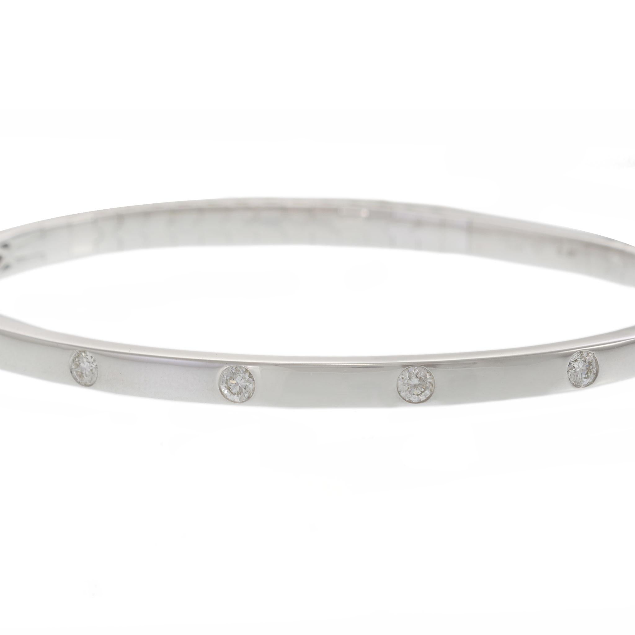 14KT White Gold Bezel Set Diamond Half Flex Bracelet – 0.48CT TW