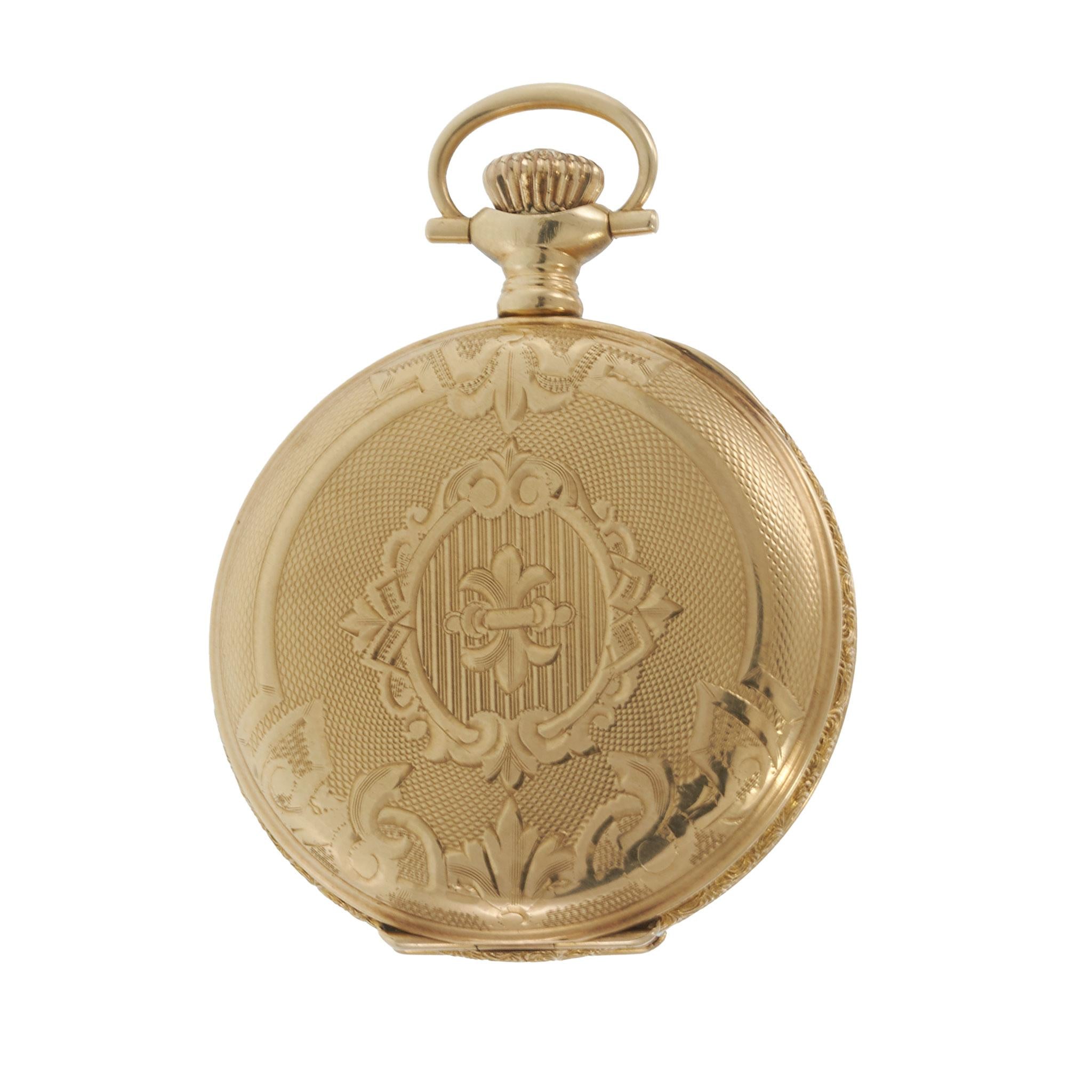 Antique Circa 1911 Waltham 14KT Yellow Gold Hunter Case Pocket Watch