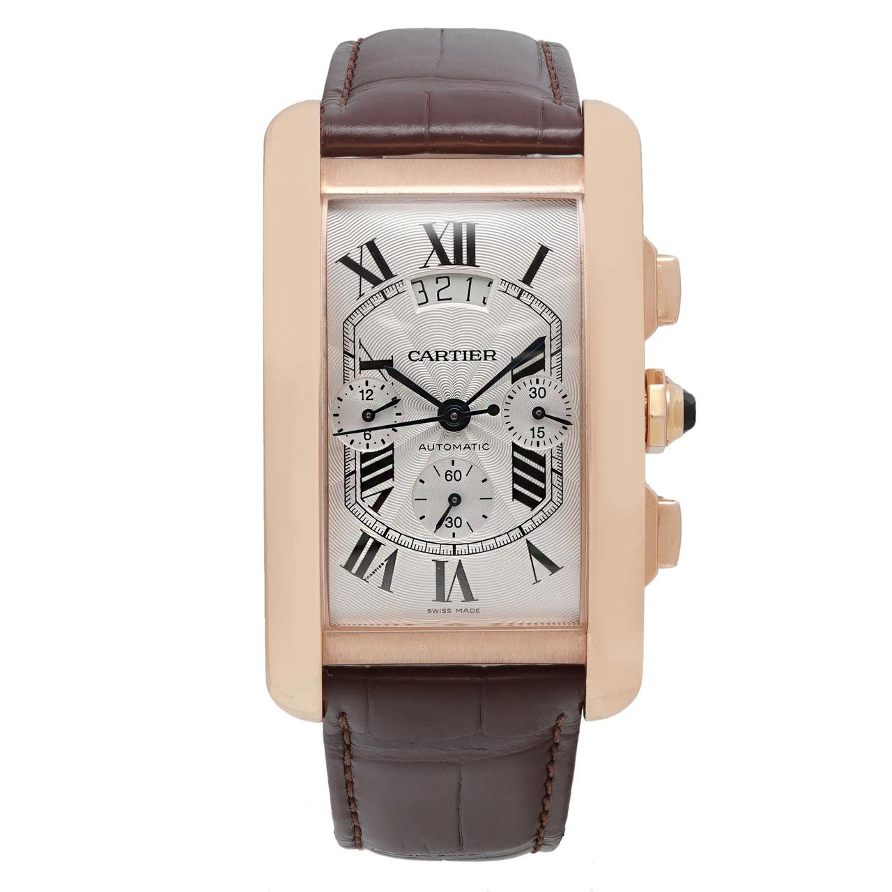 Cartier Tank Americaine XL 18K Rose Gold Silver Dial Automatic Watch W2610751