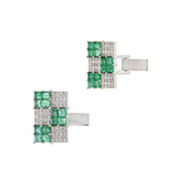 Louis Martin 14KT White Gold Emerald and Diamond Checkerboard Cufflinks