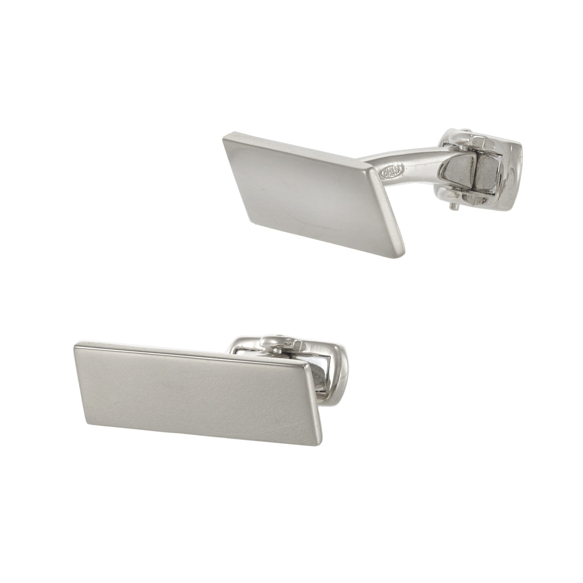 Louis Martin Sterling Silver Rectangle Bar Cufflinks