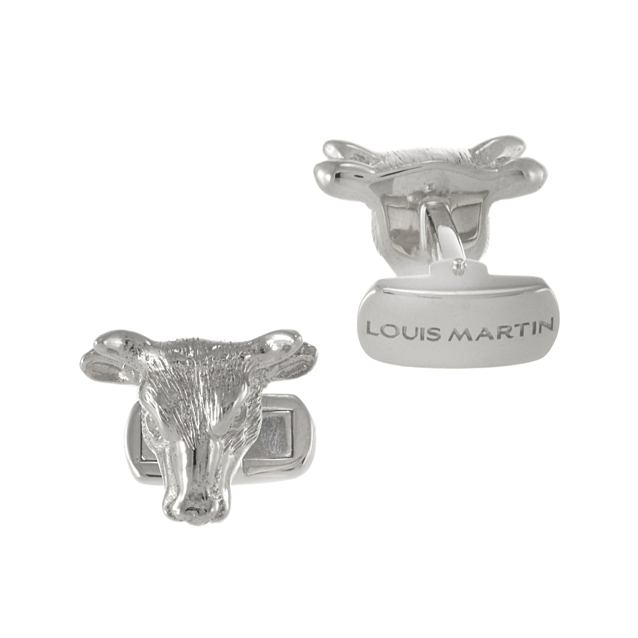 Louis Martin Sterling Silver Bull and Bear Cufflinks