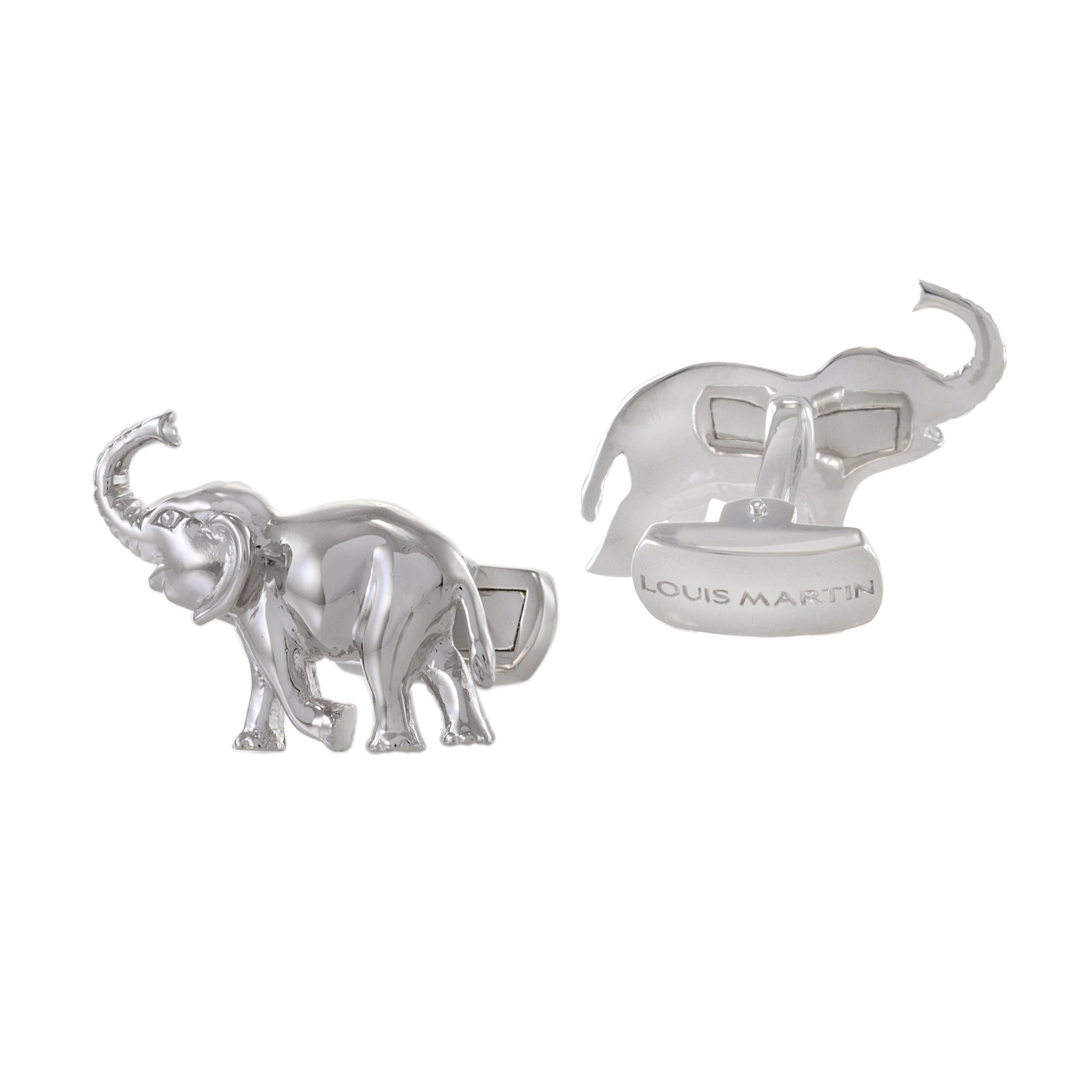 Louis Martin Sterling Silver Elephant Cufflinks