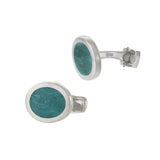 Louis Martin Sterling Silver Oval Malachite Cufflinks