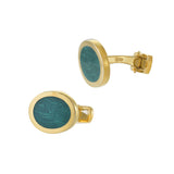 Louis Martin 18KT Yellow Gold Vermeil Oval Green Malachite Cufflinks