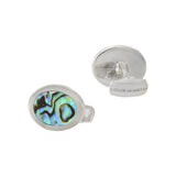 Louis Martin Sterling Silver Genuine Abalone Oval Cufflinks