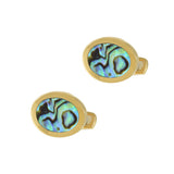 Louis Martin 18KT Yellow Gold Vermeil Genuine Abalone Oval Cufflinks