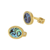 Louis Martin 18KT Yellow Gold Vermeil Genuine Abalone Oval Cufflinks