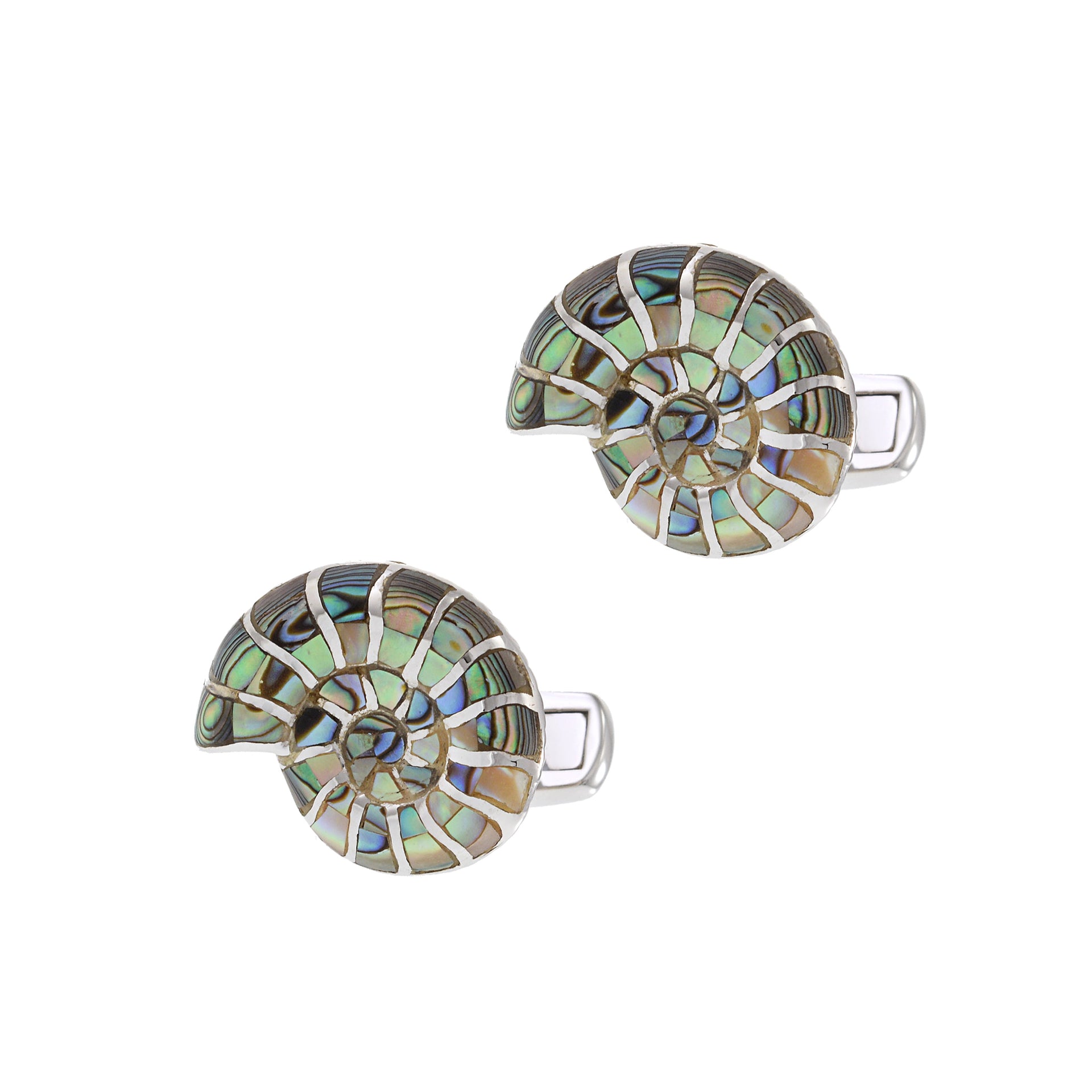 Louis Martin Sterling Silver Abalone Shell Cufflinks