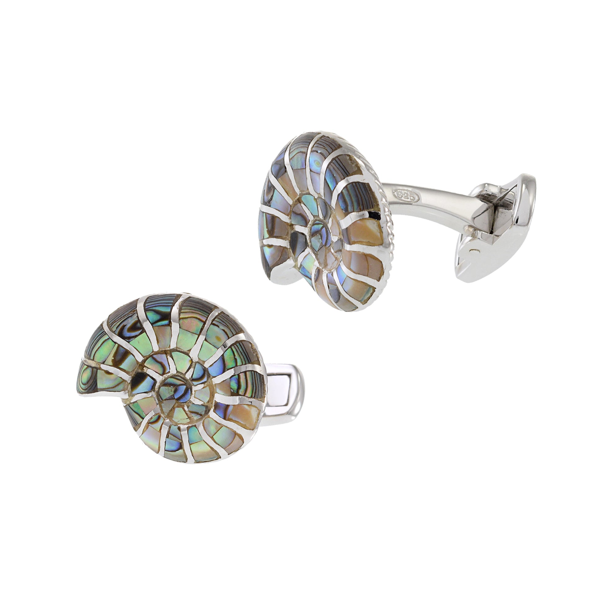 Louis Martin Sterling Silver Abalone Shell Cufflinks