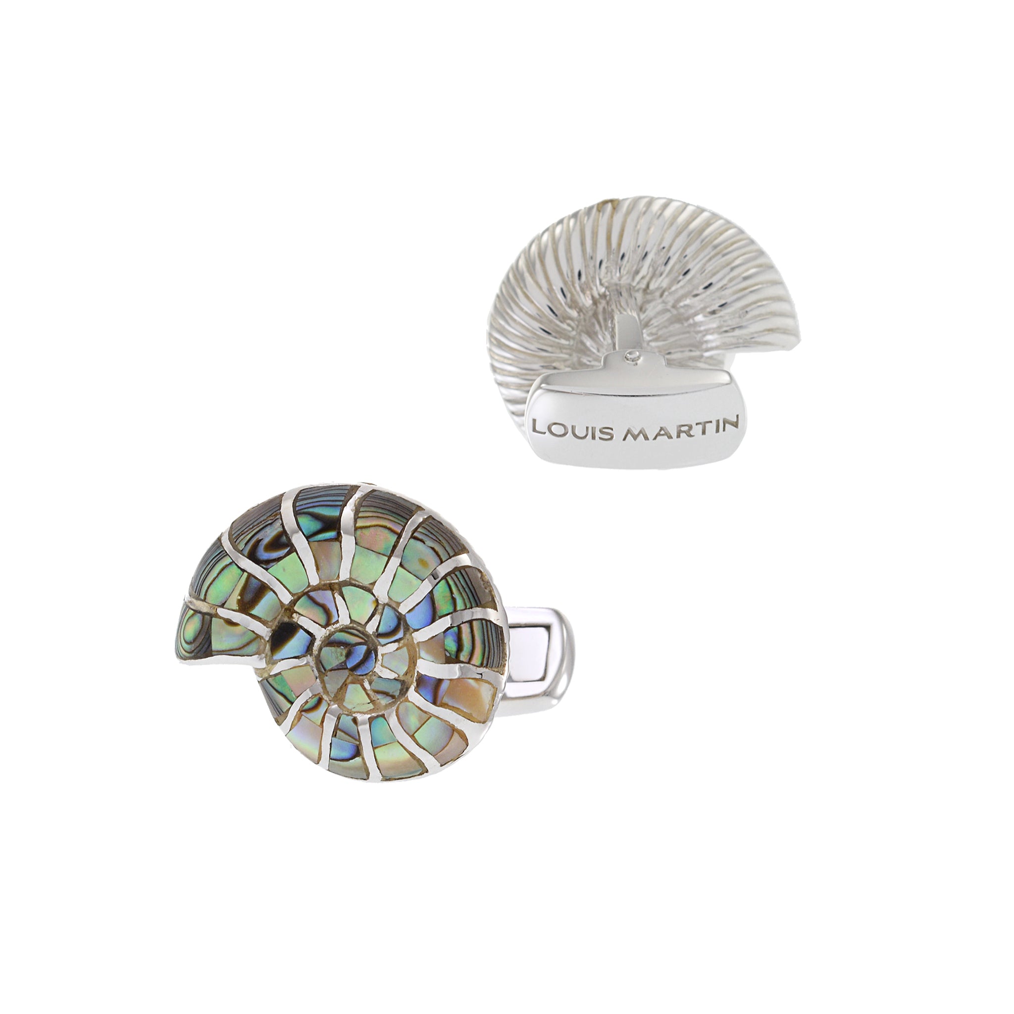 Louis Martin Sterling Silver Abalone Shell Cufflinks