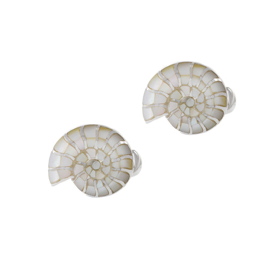 Louis Martin Sterling Silver Mother Of Pearl Inlay Shell Cufflinks
