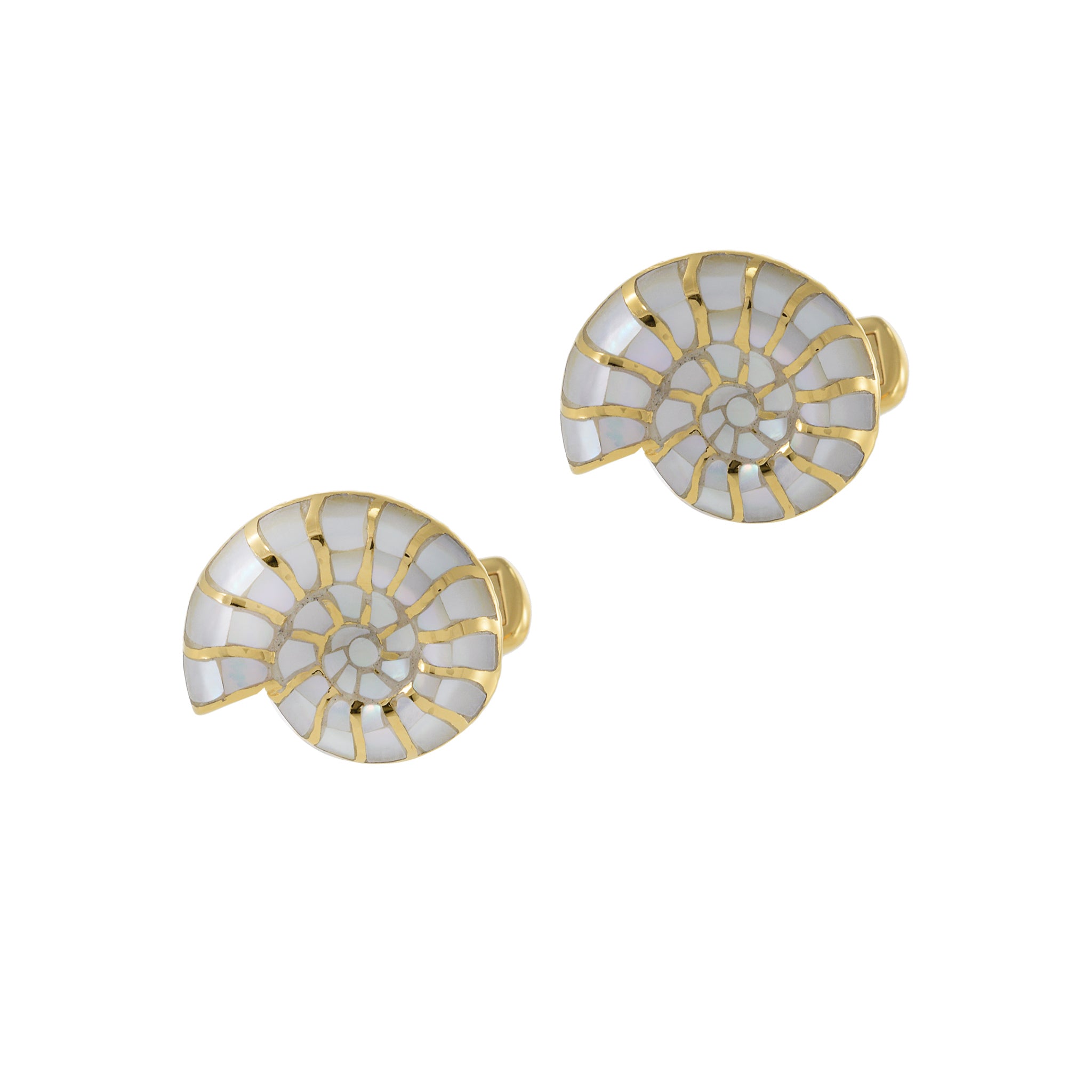 Louis Martin Vermeil Mother Of Pearl Inlay Shell Cufflinks