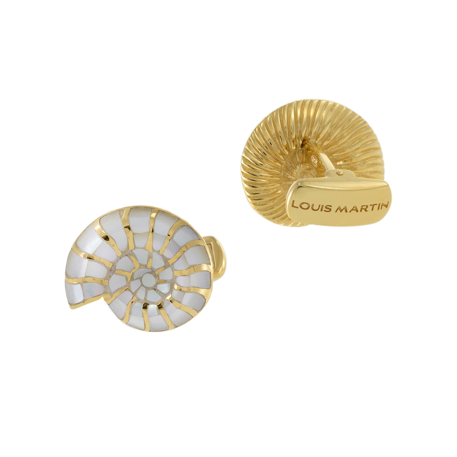 Louis Martin Vermeil Mother Of Pearl Inlay Shell Cufflinks