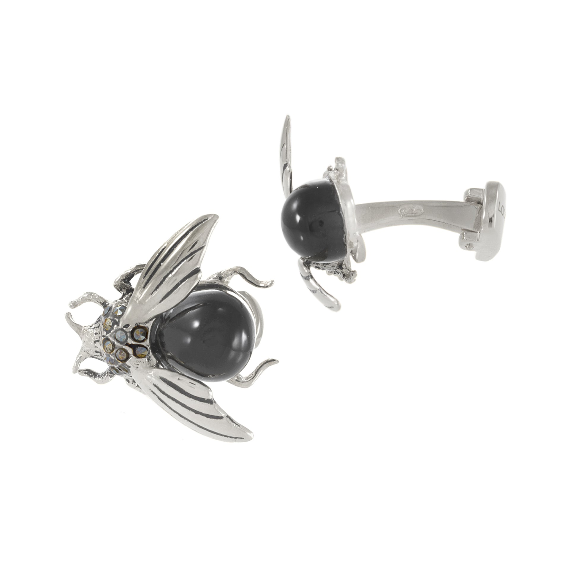 Louis Martin Sterling Silver Marcasite Flying Bee Cufflinks