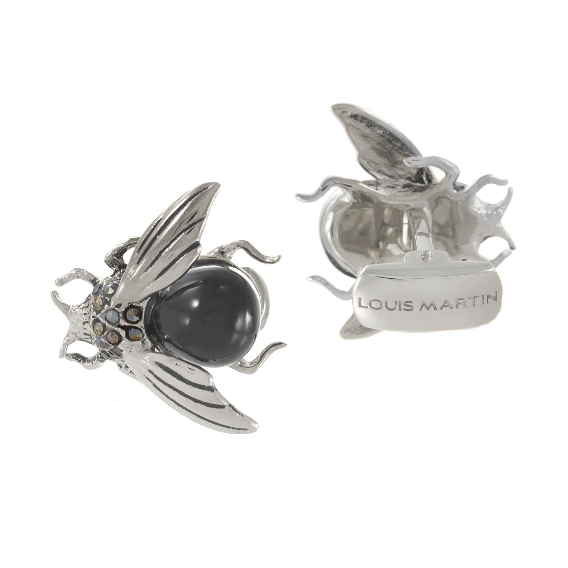 Louis Martin Sterling Silver Marcasite Flying Bee Cufflinks