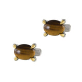 Louis Martin Sterling Silver and Tiger Eye Falcon Grip Cufflinks