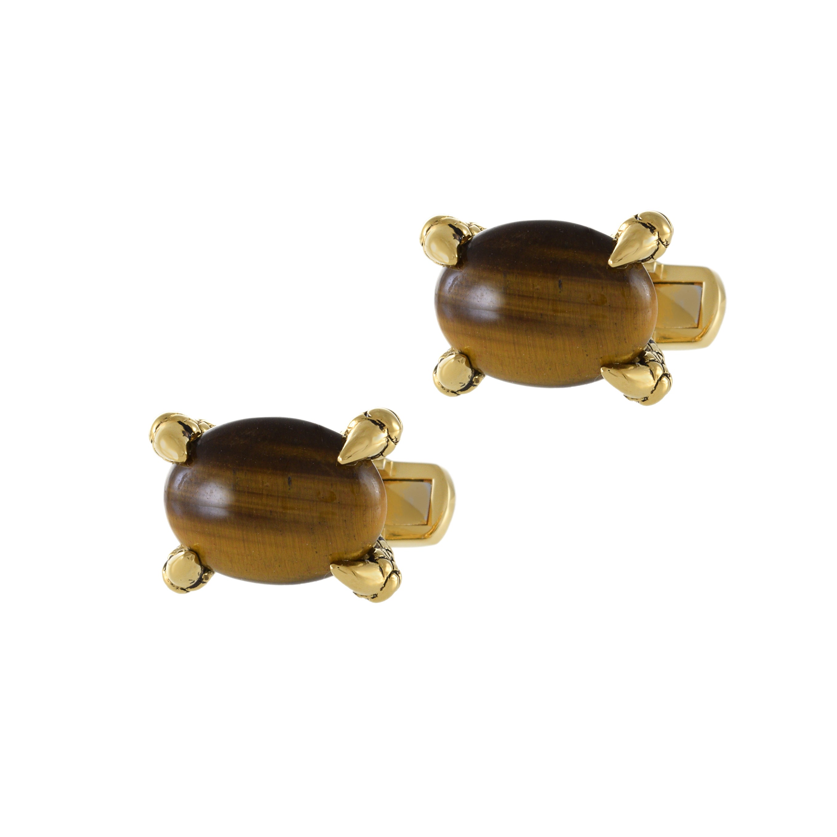 Louis Martin 18KT Yellow Gold Vermeil and Tiger's Eye Falcon Grip Cufflinks