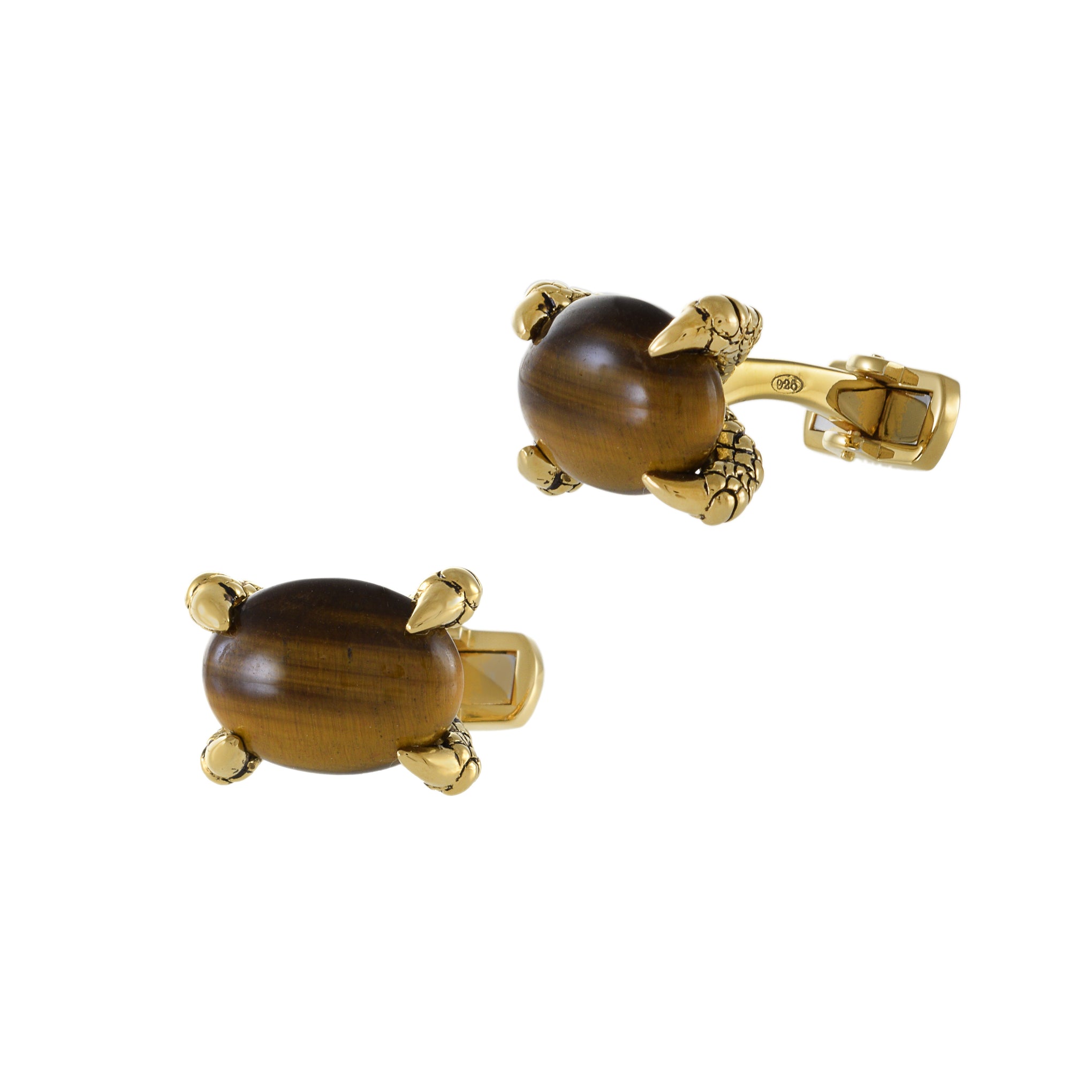 Louis Martin 18KT Yellow Gold Vermeil and Tiger's Eye Falcon Grip Cufflinks