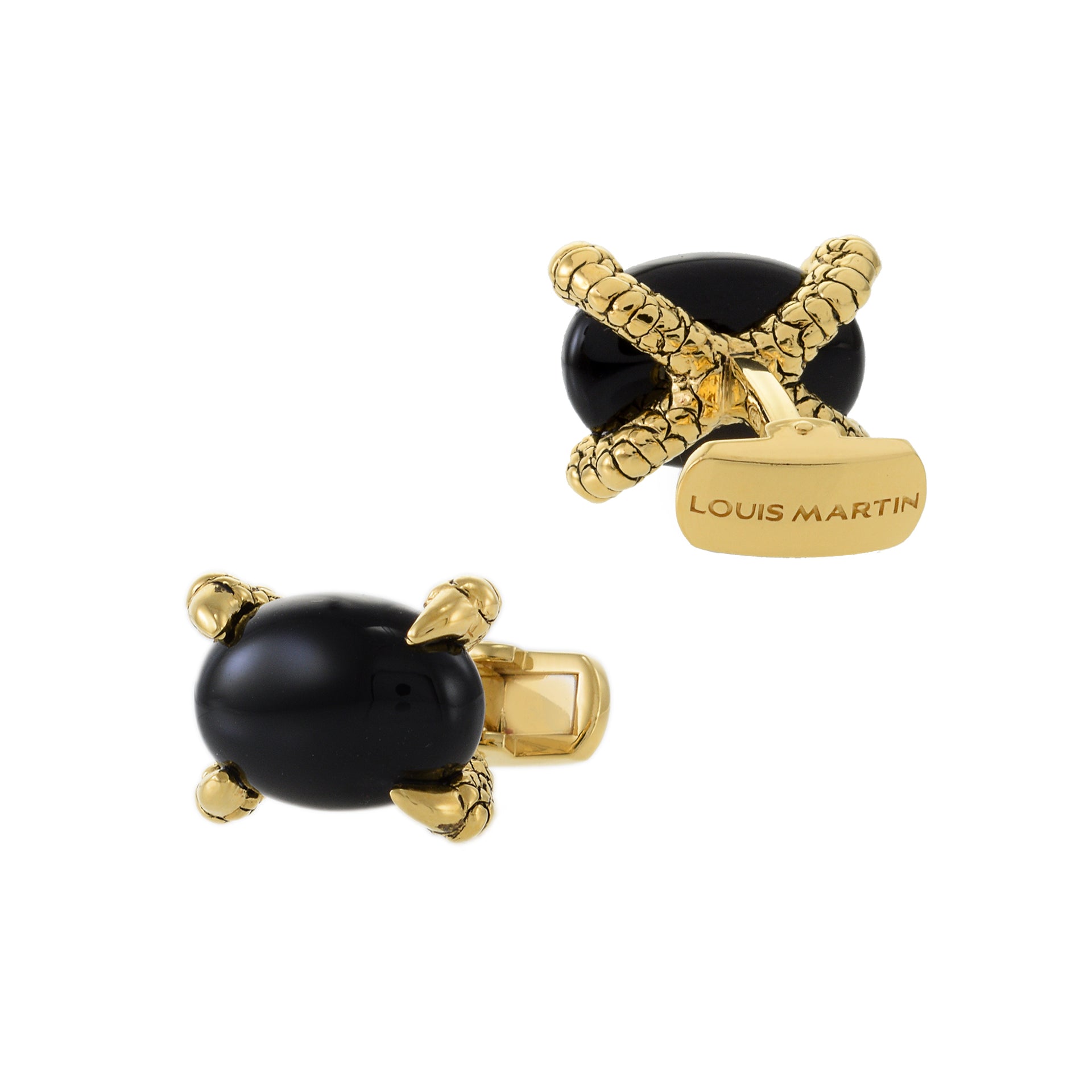 Louis Martin 18KT Yellow Gold Vermeil and Black Onyx Falcon Grip Cufflinks