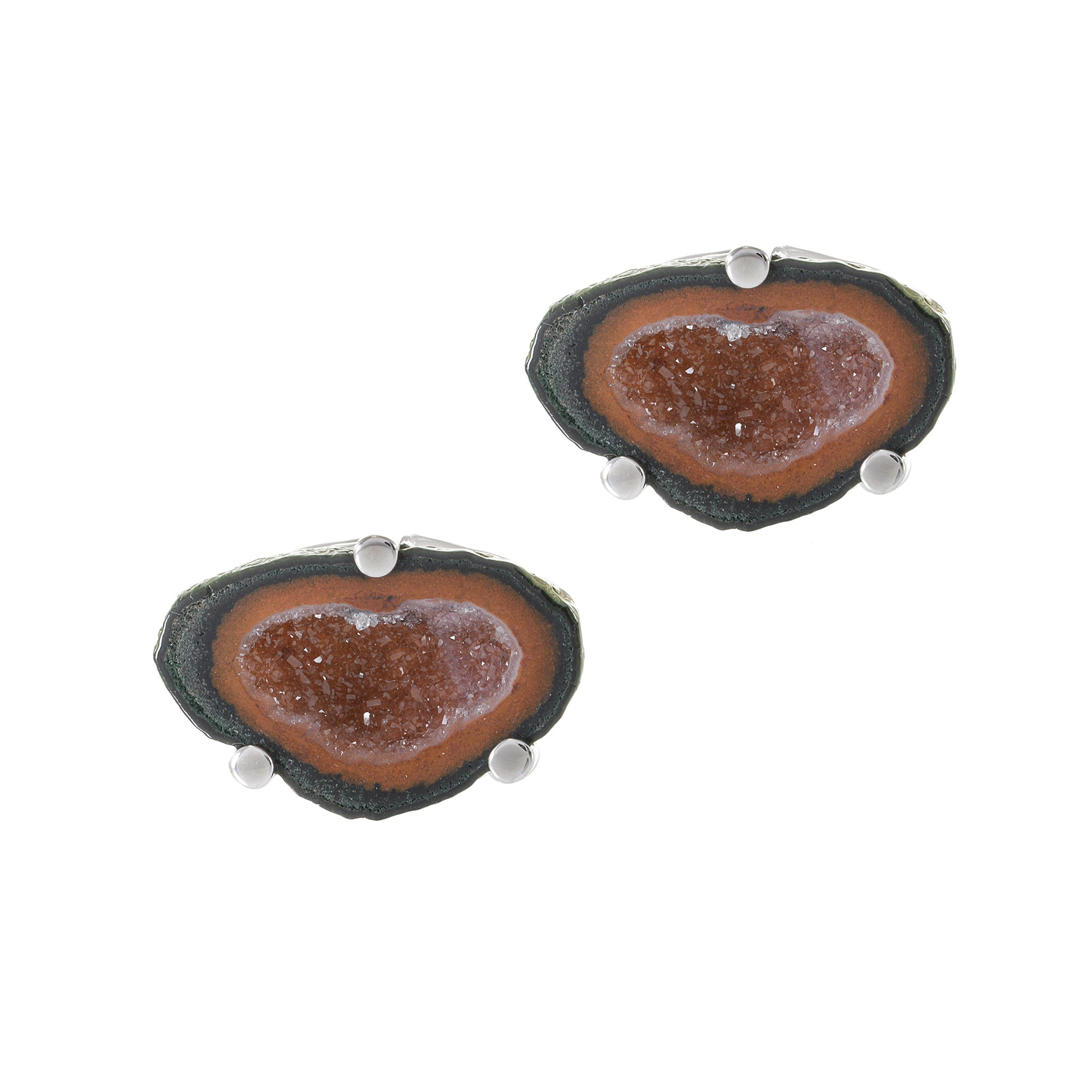 Louis Martin Sterling Silver Natural Geode Cufflinks