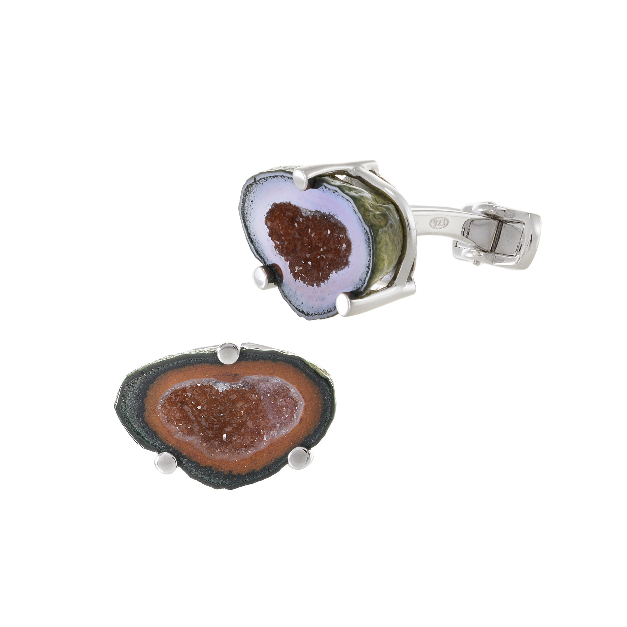 Louis Martin Sterling Silver Natural Geode Cufflinks