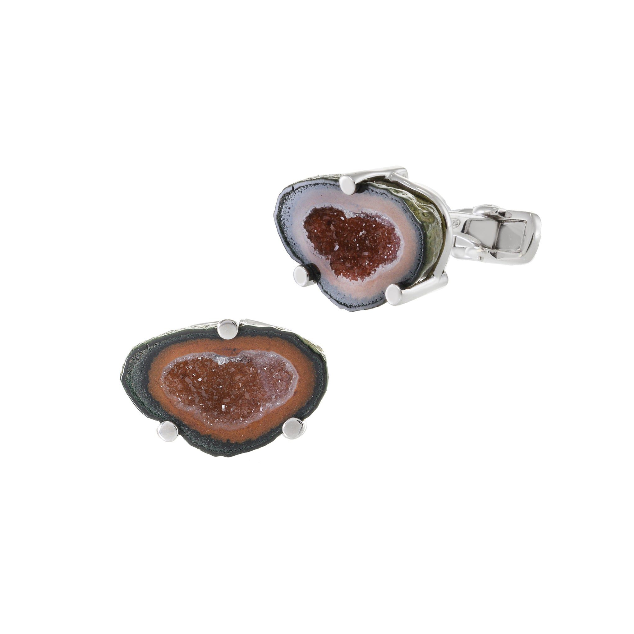 Louis Martin Sterling Silver Natural Geode Cufflinks