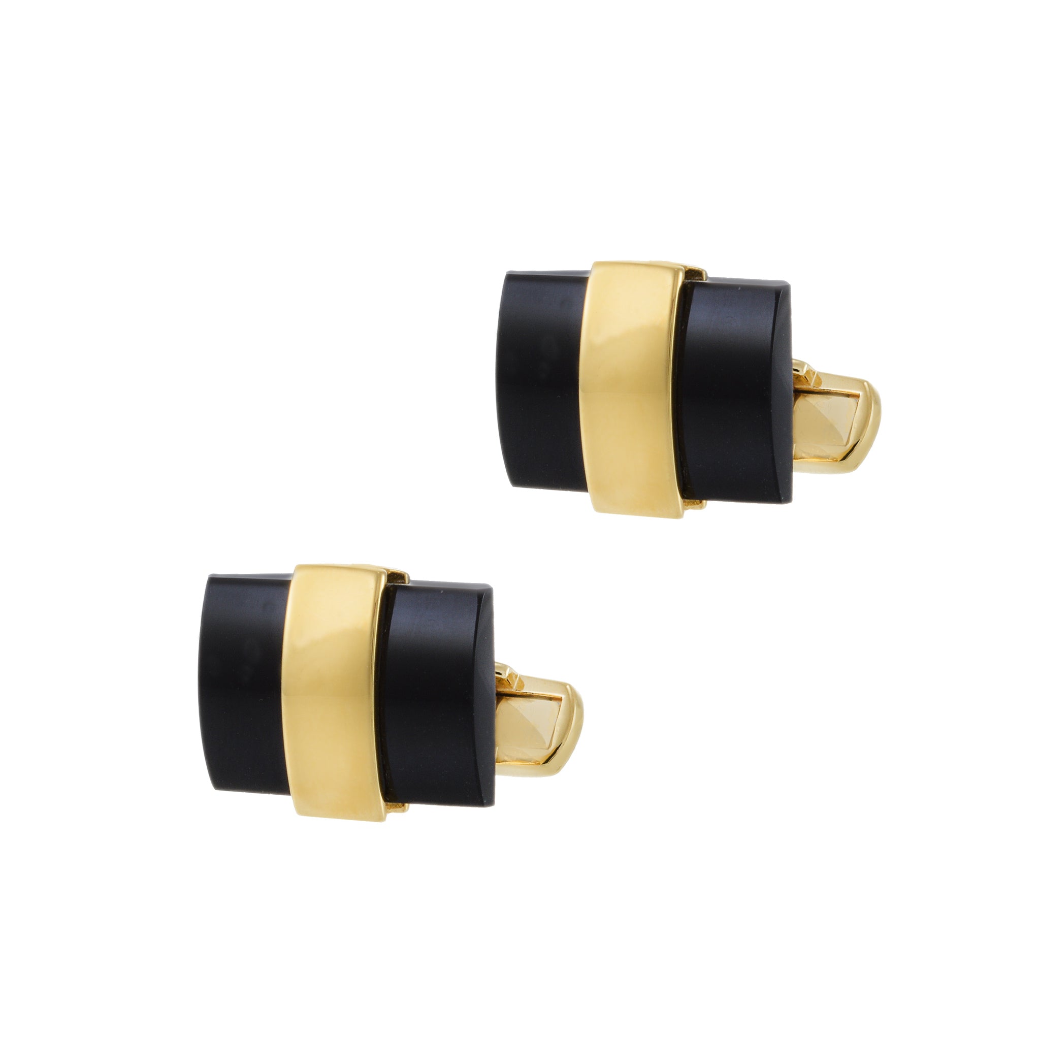 Louis Martin 18KT Yellow Gold Vermeil Black Onyx Bar Cufflinks