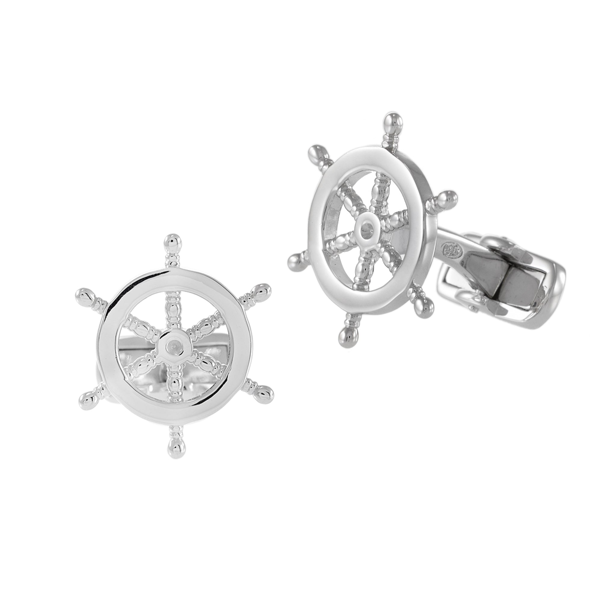 Louis Martin Sterling Silver Ship's Wheel Cufflinks