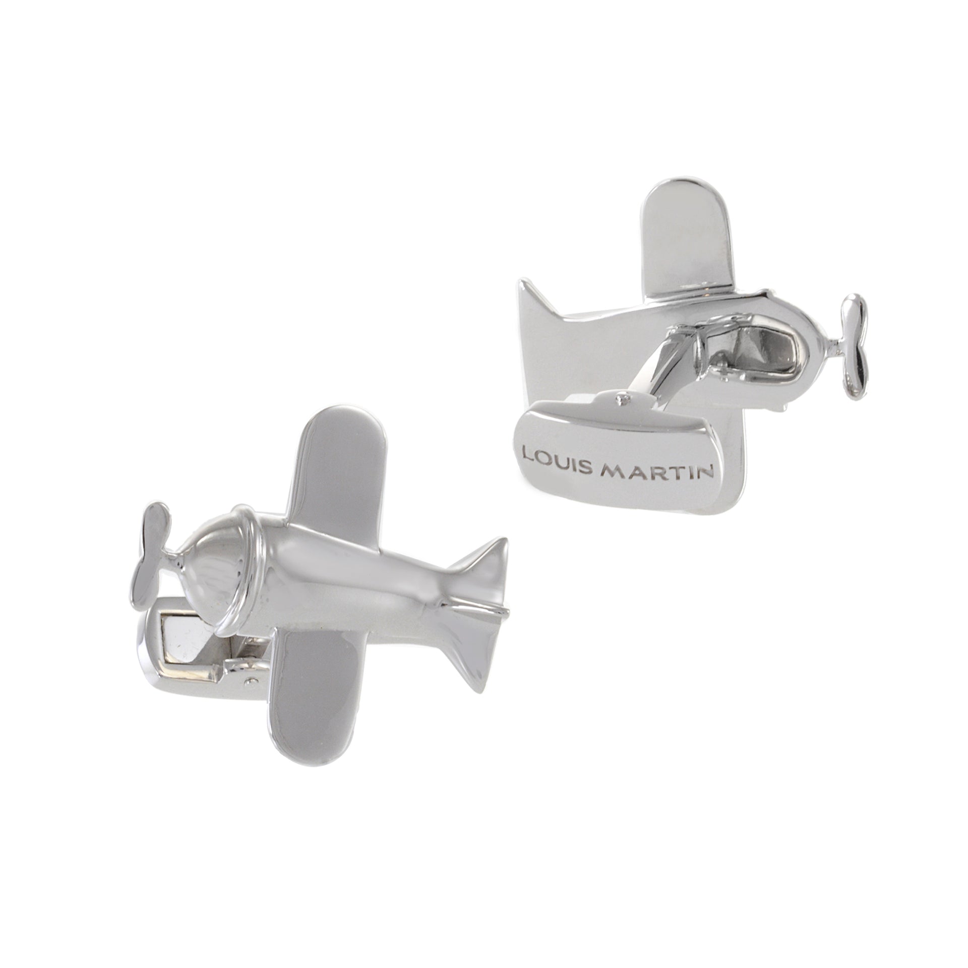 Louis Martin Sterling Silver Airplane Cufflinks