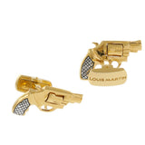 Louis Martin 18KT Gold Vermeil Revolver Gun Cufflinks