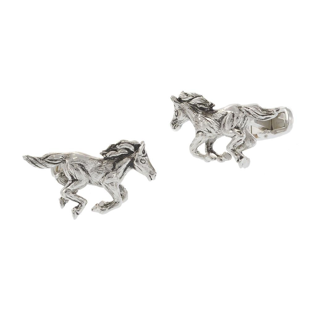Louis Martin Sterling Silver Wild Horse Cufflinks