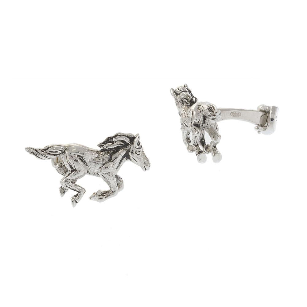 Louis Martin Sterling Silver Wild Horse Cufflinks