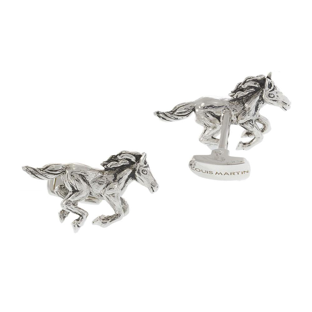 Louis Martin Sterling Silver Wild Horse Cufflinks