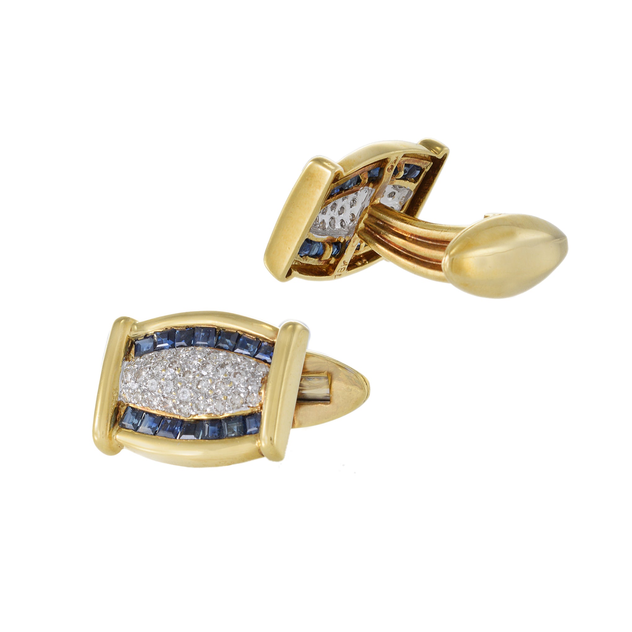 Louis Martin 18KT Gold Sapphire and Diamond Cufflinks