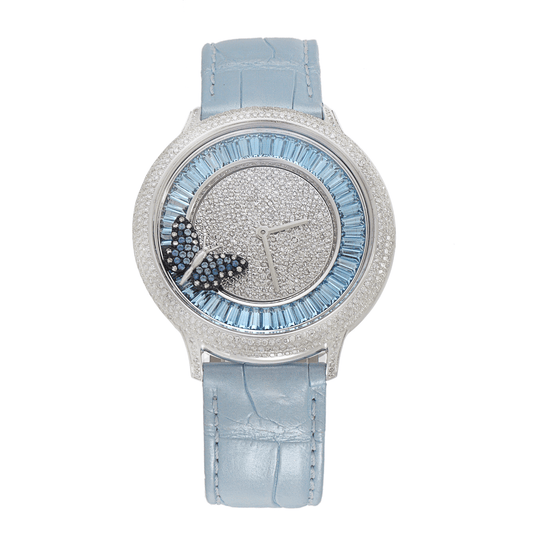 Louis Martin Dancing Gems Watch with Blue Topaz and Diamonds