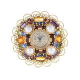 Lucien Piccard 1950s Multi Color Gemstone Brooch/Pendant Watch