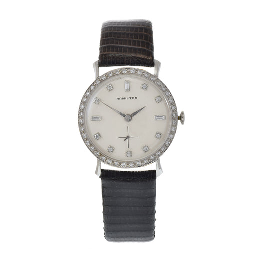 Vintage 1960's Hamilton 14KT White Gold Diamond Watch